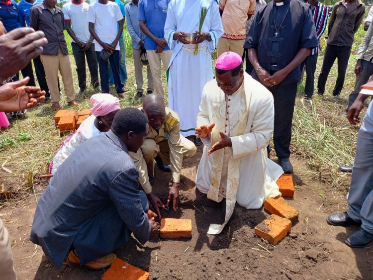 Bishop Hiiboro Lays Foundation for Stone a Parish House and a Kindergarten School at St. Lucy Mission Mambe