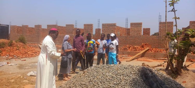 Bishop Hiiboro Inspects the Construction of 4 Classrooms at St. Augustine Primary School